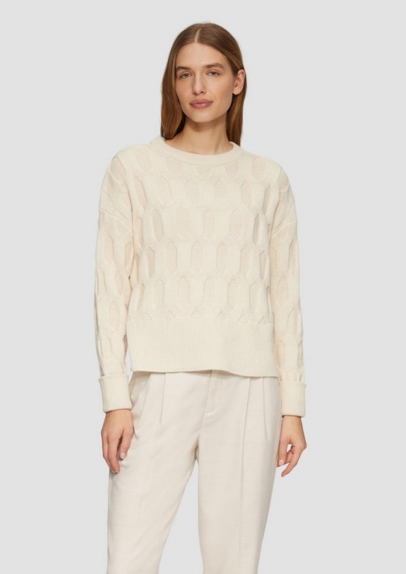 s.Oliver Oversized Pullover mit Strickmuster - beige