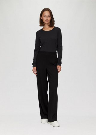 s.Oliver Hose mit Wide Leg und Dobby-Struktur - schwarz