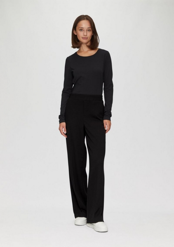 s.Oliver Hose mit Wide Leg und Dobby-Struktur - schwarz
