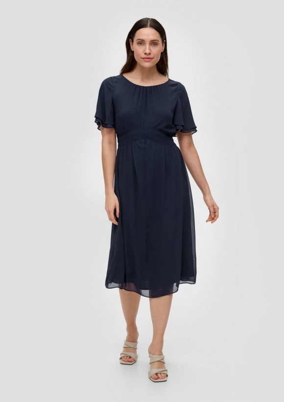 s.Oliver Chiffonkleid mit Raffung - navy