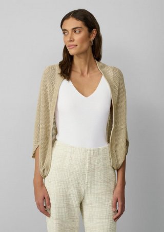 s.Oliver Lockerer Strick-Poncho mit goldfarbenem Glitzergarn - beige