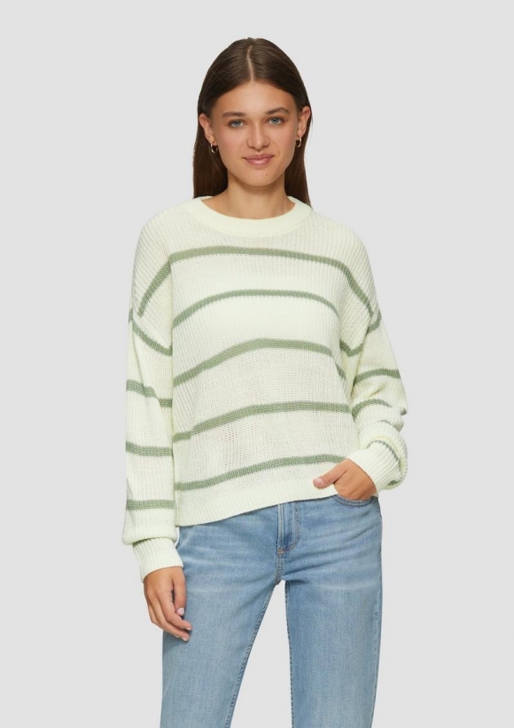 s.Oliver Strickpullover mit Ringeln - salbeigrün
