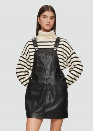 s.Oliver Latzkleid in Leder-Optik - schwarz