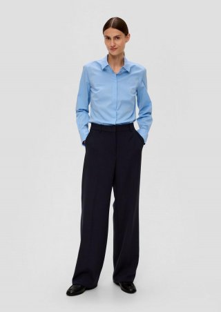 s.Oliver Regular: Wide Leg Hose aus Viskosemix - navy