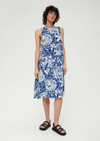 s.Oliver Kleid mit Plisseefalten - ozeanblau