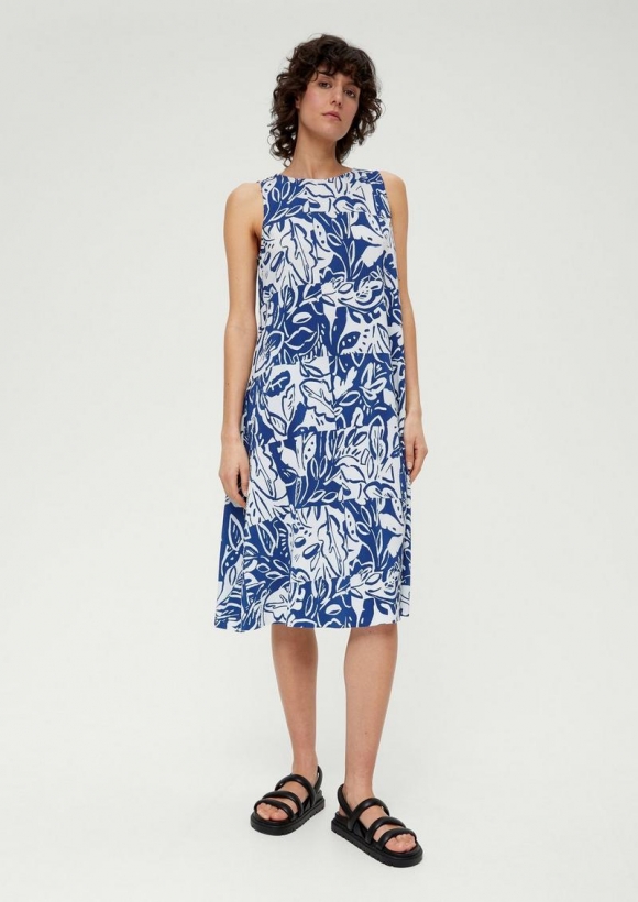 s.Oliver Kleid mit Plisseefalten - ozeanblau
