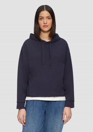s.Oliver Weiches Kapuzen-Sweat mit Herz-Stickerei - navy