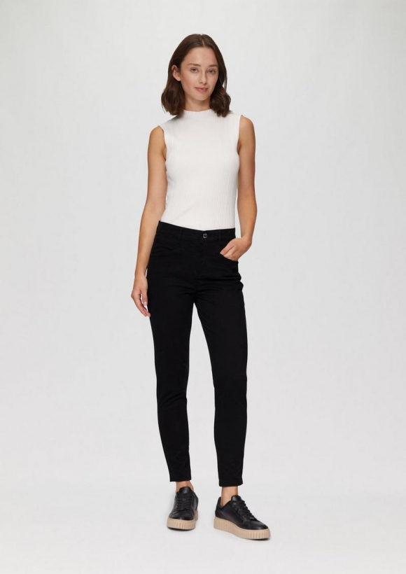 s.Oliver Ankle-Hose im Slim Fit mit mittelhohem Bund - schwarz