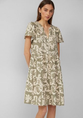 s.Oliver Volantkleid aus Musselin - salbeigrün