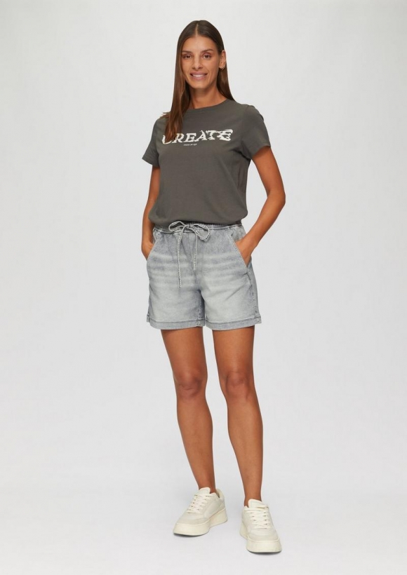 s.Oliver Jeans-Short / Mid Rise / Elastikbund - steingrau