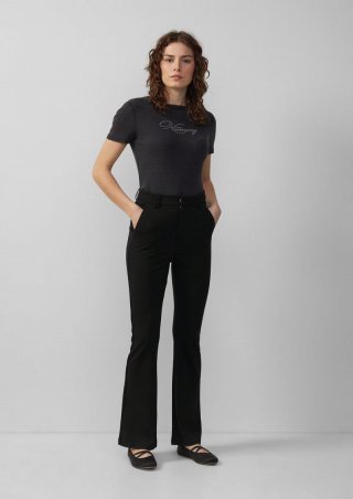 s.Oliver Elastische Hose aus Interlockjersey mit ausgestelltem Bein - schwarz