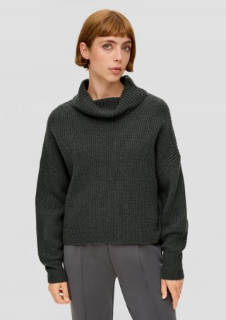s.Oliver Oversized Strickpullover - olivgrün