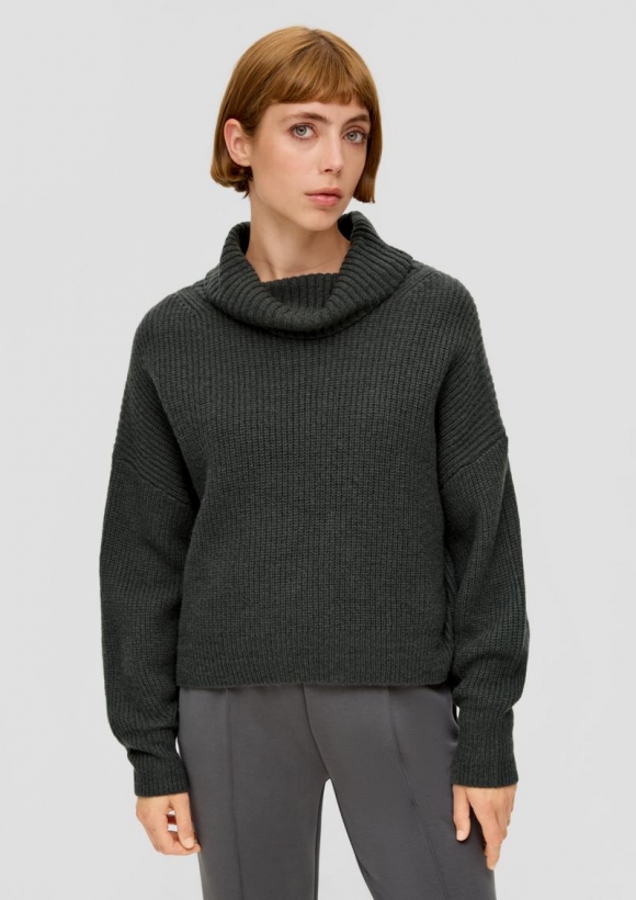 s.Oliver Oversized Strickpullover - olivgrün