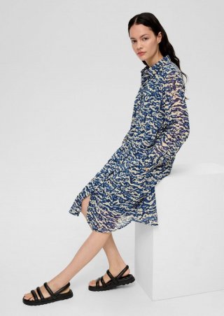 s.Oliver Chiffon-Kleid mit Alloverprint - dunkelblau