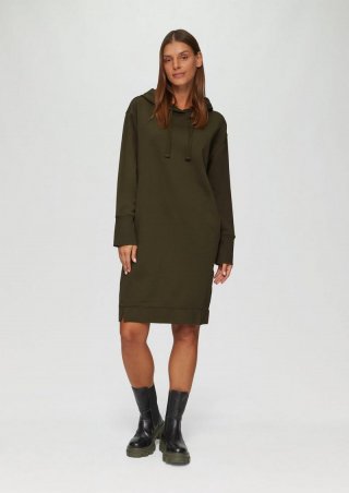s.Oliver Sweatkleid mit Eingrifftaschen und vorgesetzter Seitennaht - olivgrün