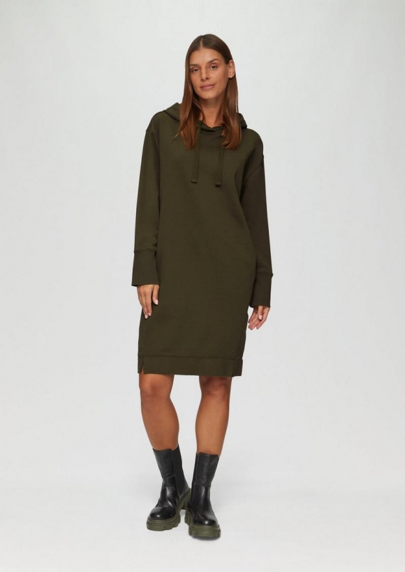 s.Oliver Sweatkleid mit Eingrifftaschen und vorgesetzter Seitennaht - olivgrün