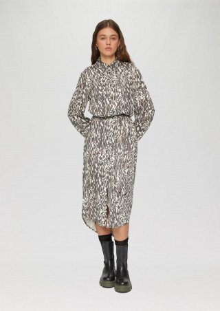 s.Oliver Langes Kleid mit All-Over-Print - beige