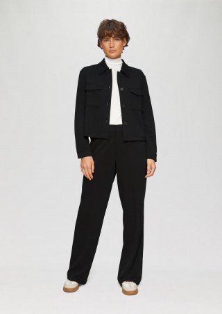 s.Oliver Wide-Leg-Hose aus Struktur-Jersey - schwarz