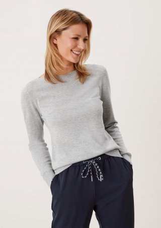 s.Oliver Pullover mit U-Boot-Ausschnitt - grau meliert