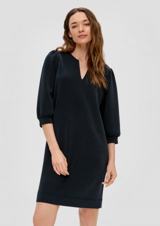 s.Oliver Softshell-Kleid mit V-Ausschnitt - schwarz