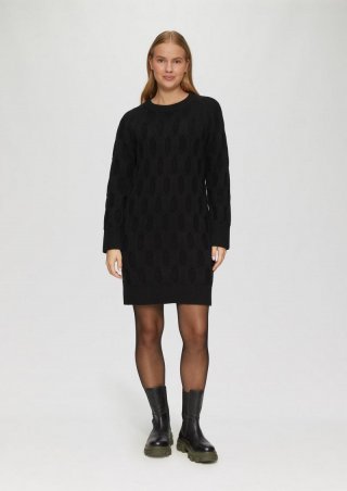 s.Oliver Kleid mit Strickmuster - schwarz