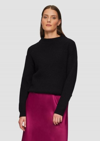 s.Oliver Oversized-Strickpullover mit Ajour-Detail - schwarz
