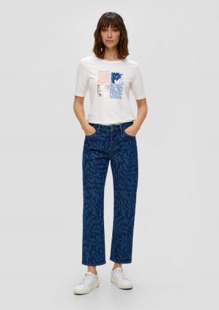 s.Oliver Cropped Jeans Karolin / Regular Fit / Mid Rise / Straight Leg / All-over-Muster - blau