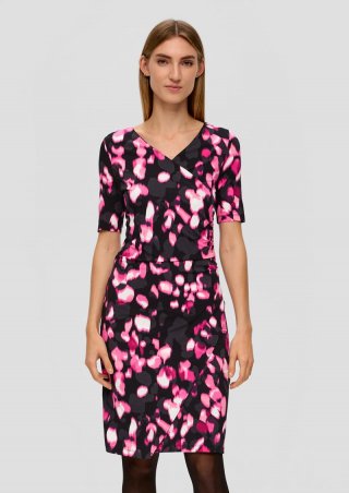 s.Oliver Jerseykleid mit Drapierung - schwarz