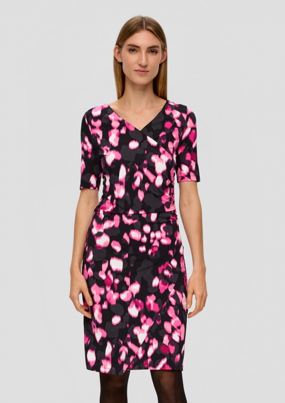 s.Oliver Jerseykleid mit Drapierung - schwarz