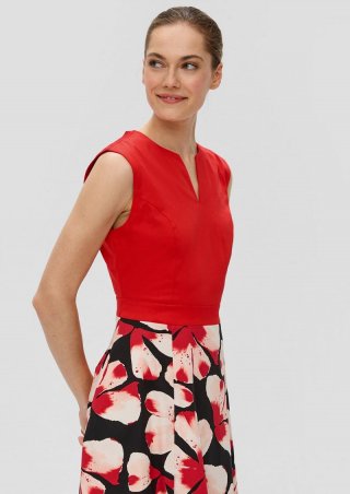 s.Oliver Floral gemustertes Kleid mit Tunika-Ausschnitt - rot
