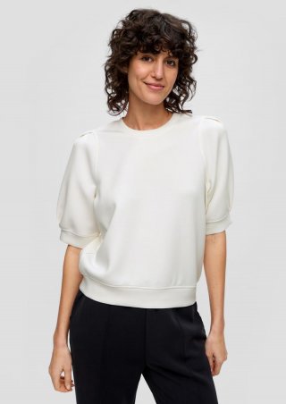 s.Oliver Kurzarm-Shirt aus Scuba - creme