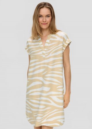 s.Oliver Midi-Kleid mit Tunika-Ausschnitt - beige
