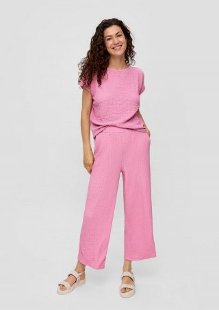 s.Oliver Stoffhose mit Elastikbund und Musterstruktur - rosa