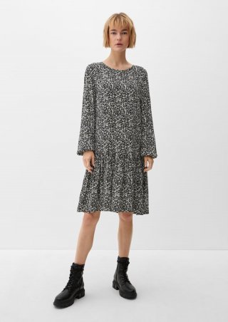 s.Oliver Viskose-Kleid mit Volants - schwarz