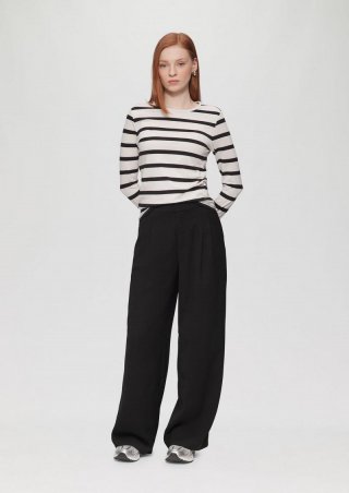 s.Oliver Bundfaltenhose mit weitem Bein - schwarz
