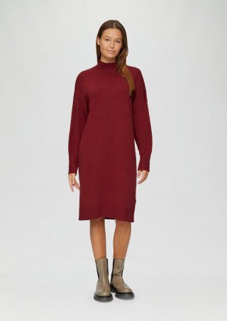 s.Oliver Weiches Strick-Kleid mit Stehkragen - rubinrot