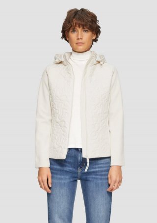 s.Oliver Materialmix-Jacke mit Steppmuster im Slim Fit - wollweiß
