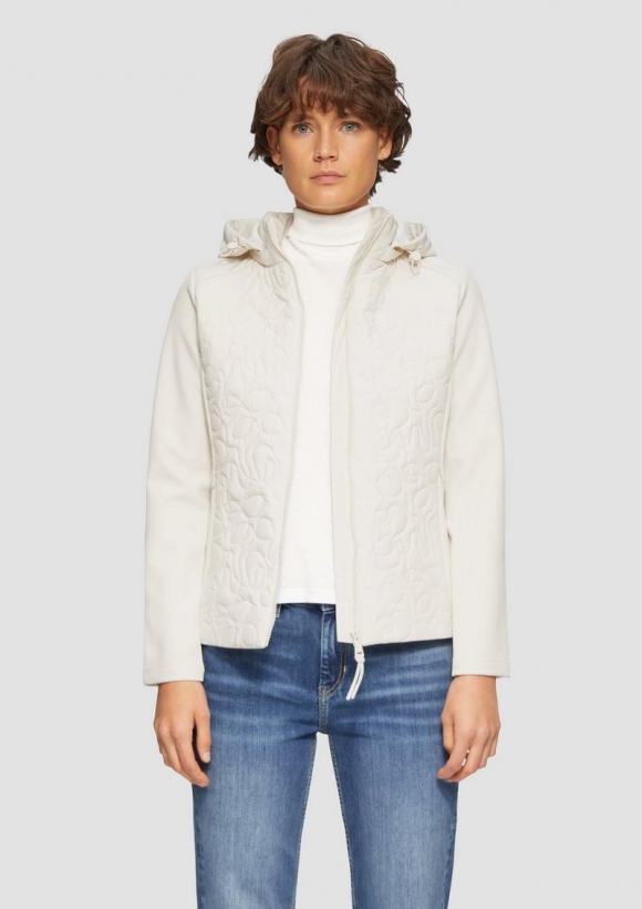 s.Oliver Materialmix-Jacke mit Steppmuster im Slim Fit - wollweiß