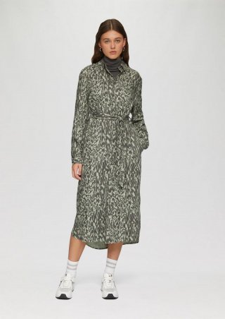 s.Oliver Langes Kleid mit All-Over-Print - salbeigrün
