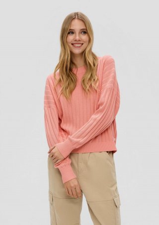s.Oliver Weicher Strickpullover aus Baumwollmix - pfirsich