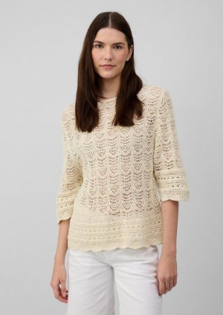 s.Oliver Ajour-Strickpullover mit 3/4-Ärmeln - natur