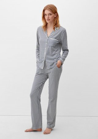 s.Oliver Langer Pyjama mit Vichy-Muster - tiefblau
