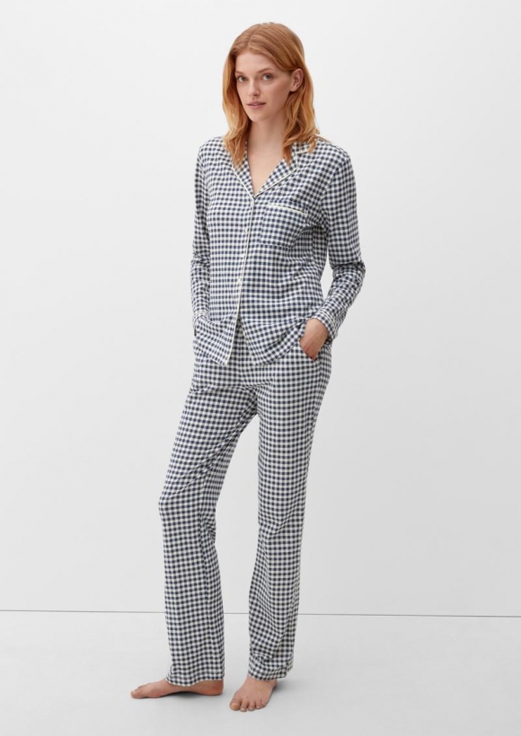 s.Oliver Langer Pyjama mit Vichy-Muster - tiefblau