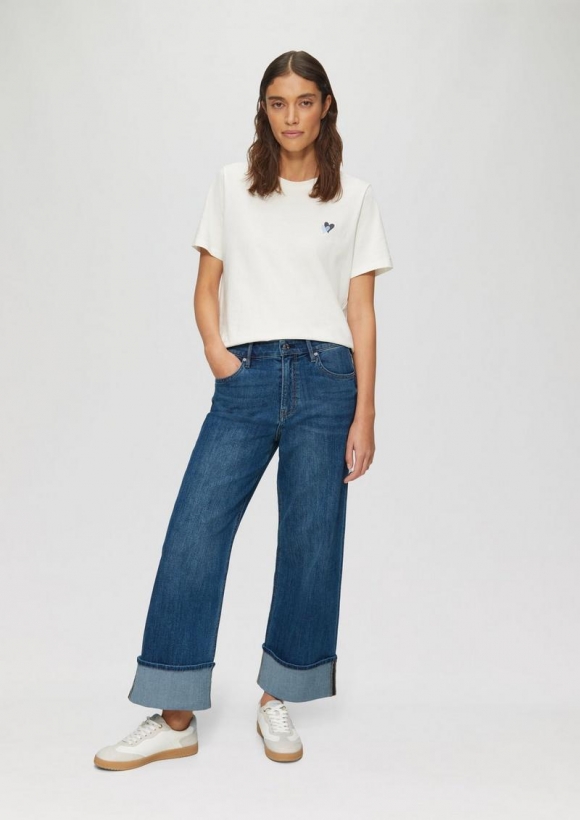 s.Oliver Cropped-Jeans Suri / Regular Fit / Mid Rise / Wide Leg / mit Aufschlag - blau