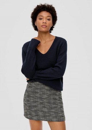 s.Oliver Strickpullover mit V-Ausschnitt - navy