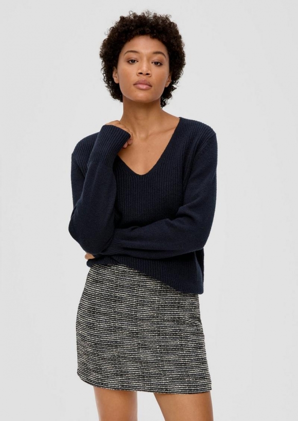 s.Oliver Strickpullover mit V-Ausschnitt - navy