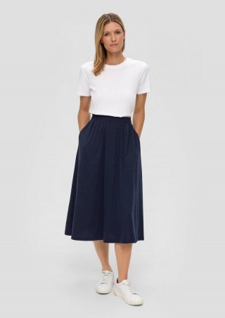 s.Oliver Midi-Rock in Melange-Optik aus Jersey im Relaxed Fit - tiefblau