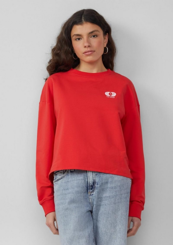 s.Oliver Sweatshirt mit Stickerei und Rückenprint - rot