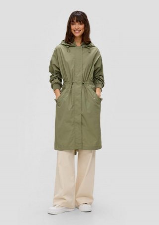 s.Oliver Verstellbarer Parka in Crinkle-Optik - olivgrün