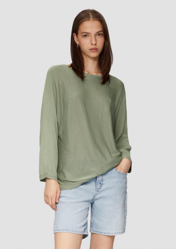 s.Oliver Strickpullover mit Fledermausärmeln - salbeigrün